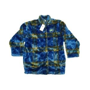 Nike Sportswear Women's Oversized Faux Fur Jacket Plaid DD4541-476 Size M $200